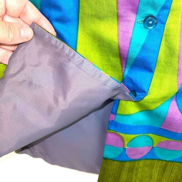 Alex Colman California Top Womens Size 12 Vintage Cotton Button Back Blue Green - Picture 10 of 13